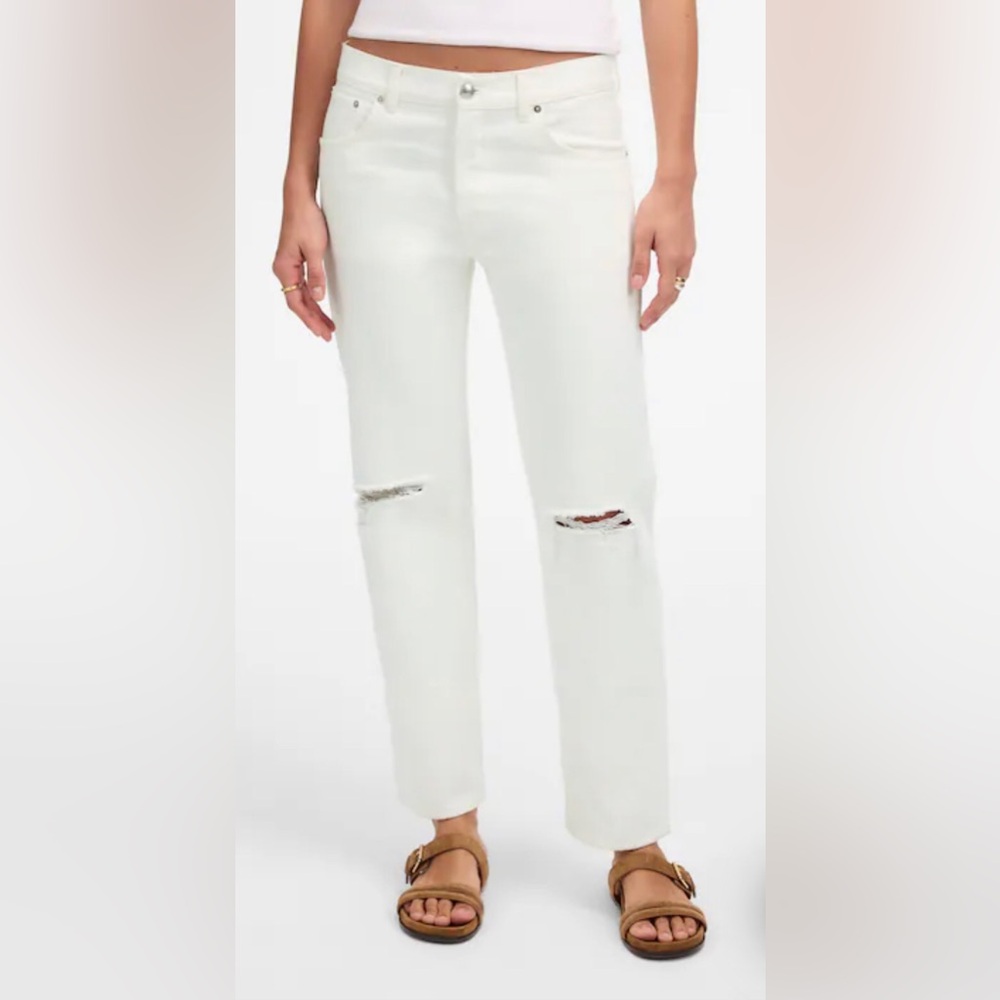 Madewell The Dean Tile white rigid Easy Straight Crop Jeans size 26 brand new